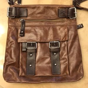 TANO Brown Distressed Leather Crossbody